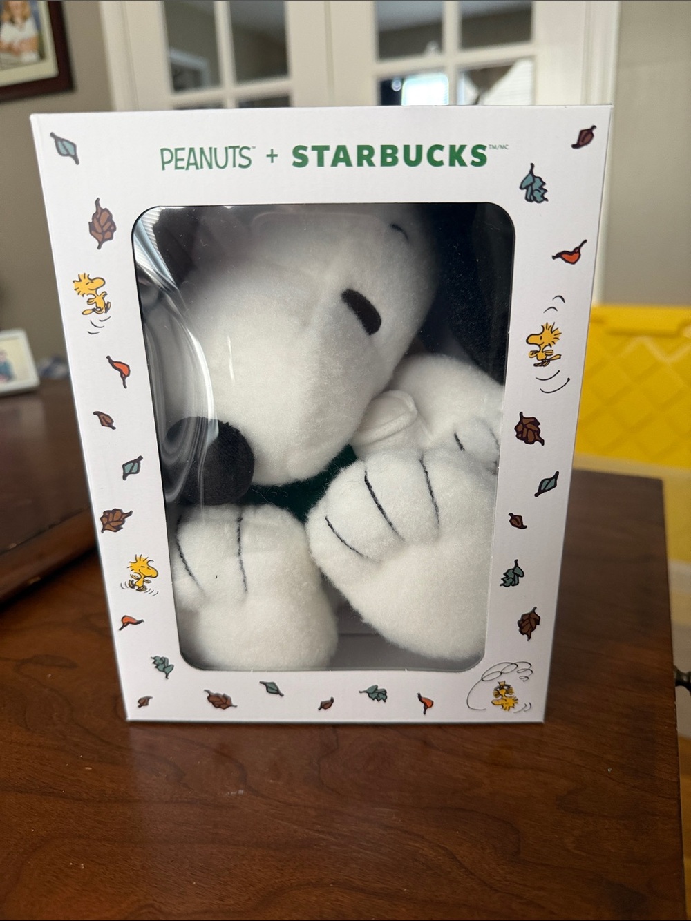 Starbucks White Snoopy Plush with Green Scarf